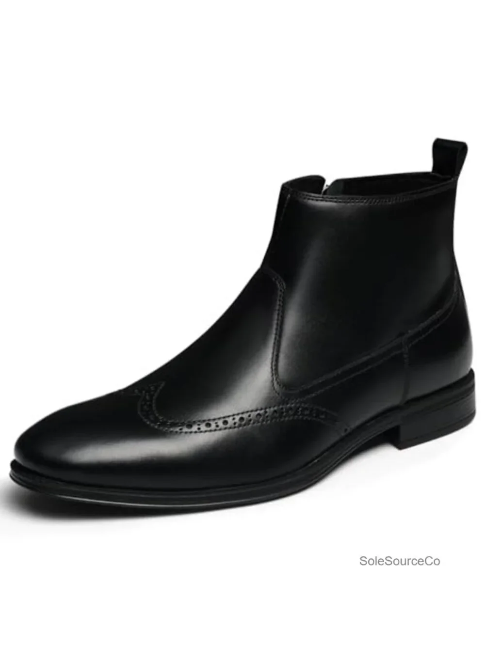 Mens Wingtip Toe Chelsea Boots Leather Cuban Heel Ankle